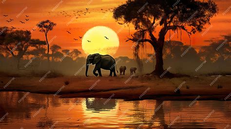 Premium AI Image | African safari sunset ai generate