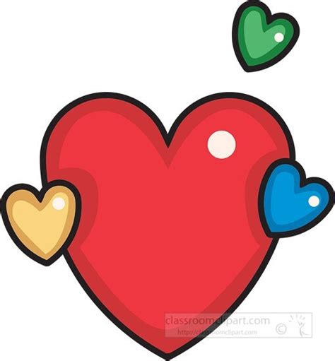 Valentines Day Clipart-large red heart with three smaller hearts clipart