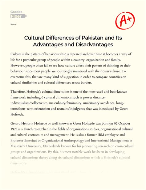 Cultural Differences of Pakistan and Its Advantages and Disadvantages ...