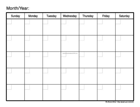 Professional Blank Activity Calendar Template | Blank monthly calendar ...