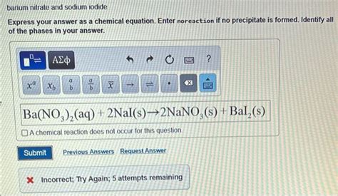 Solved barium nitrate and sodium iodide Express your answer | Chegg.com