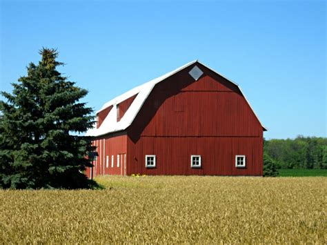 Big Red Barn in a Field