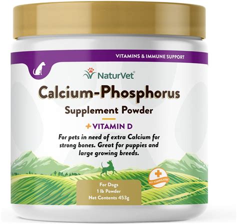 NaturVet Calcium Phosphorous Dog Powder Supplement w/ Vitamin D, 1-lb ...