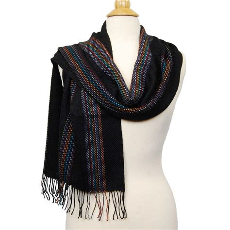 Alpaca Scarf - Baby Alpaca Fleece, Handwoven Scarf Black Multi-Color ( – My Comfy Apparel