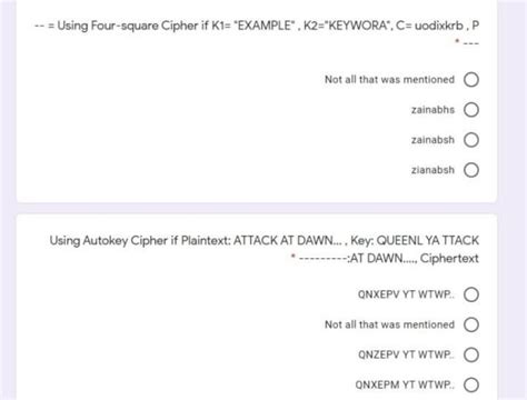 Solved = Using Four-square Cipher if K1= "EXAMPLE". | Chegg.com