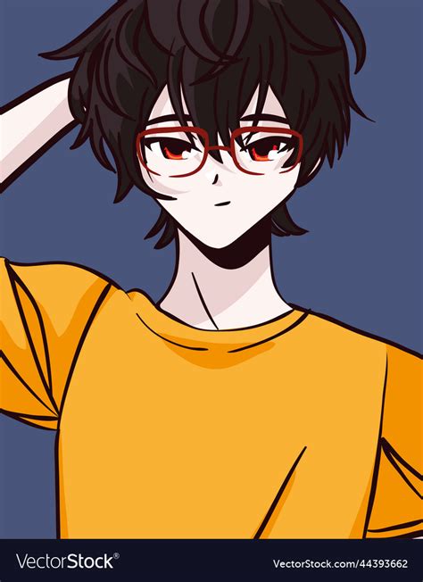 Anime boy with glasses Royalty Free Vector Image