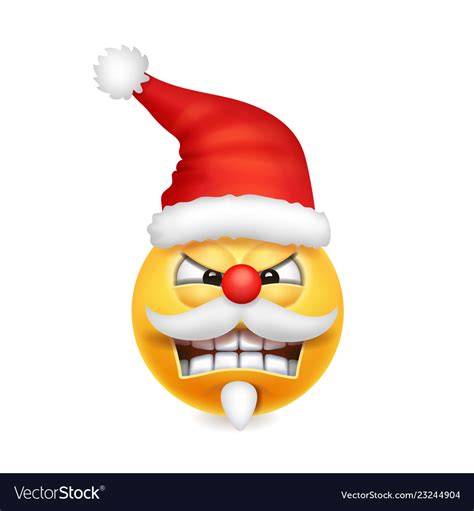 Cute angry santa claus smile emoji icon emoticon Vector Image