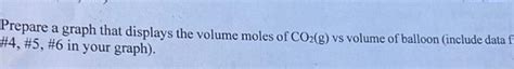 Prepare a graph that displays the volume moles of | Chegg.com