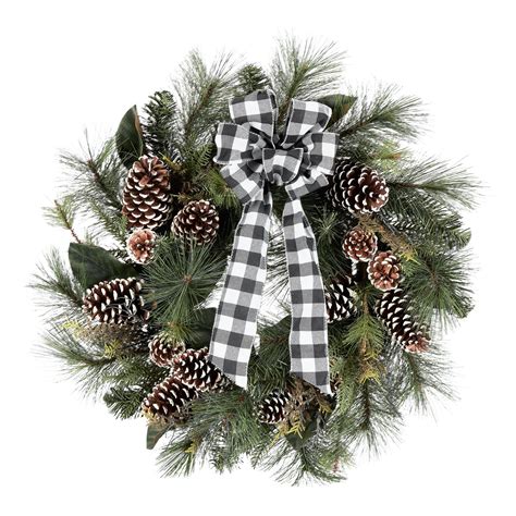 Holiday Time Farmhouse Chic Pine Christmas Wreath Decoration, 28 ...