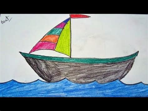 How to Draw a Sailboat on Water Easy Tutorial | Drawing a Boat for Kids - YouTube