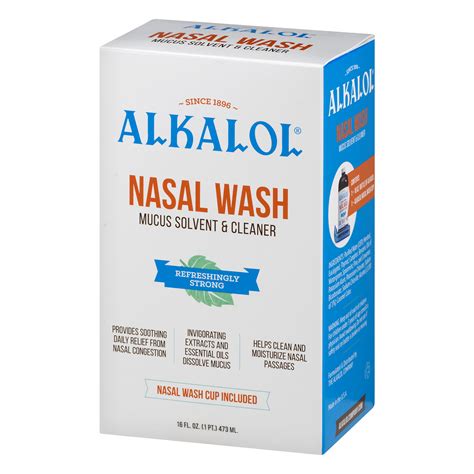 Alkalol Saline Sinus Medicine - Adult Nasal Wash & Mucus Solvent Rinse ...