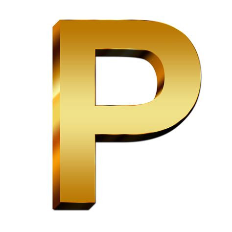 Uppercase letter gold P free image download