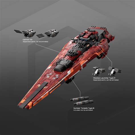 3D cruiser model - TurboSquid 1433244 | Space ship concept art ...