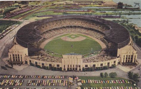 Municipal Stadium Cleveland OH Vintage Linen by postcardsofthepast