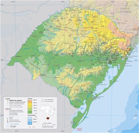 Mapa Geográfico do Rio Grande do Sul - Geografia Física - InfoEscola