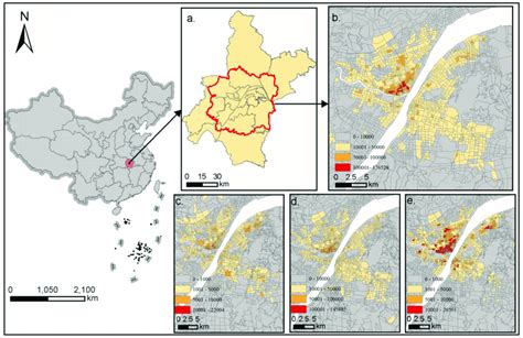 Location of Wuhan metropolitan area and population density of all age ...