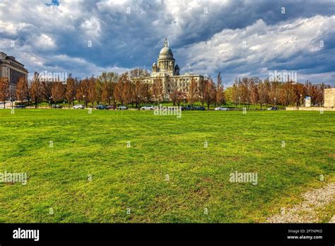 Rhode Island State House - view from Station Park (Amtrak Providence Station Stock Photo - Alamy