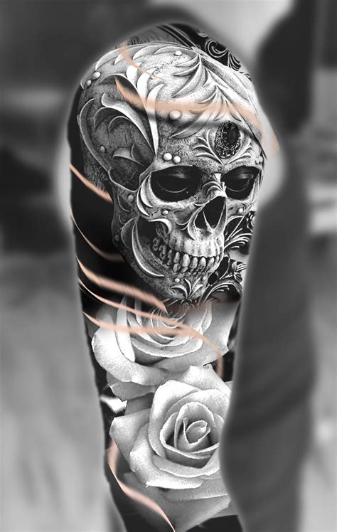 Sugar skull tatto 3D | Skull sleeve tattoos, Skull sleeve, Tattoo ...