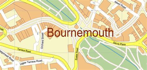 Bournemouth UK Map Vector City Plan High Detailed Street Map editable ...