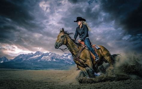 Download Cowgirl Photography Horse Riding HD Wallpaper