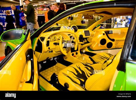 Yellow and black interior in a custom styled car at Scandinavian Custom ...