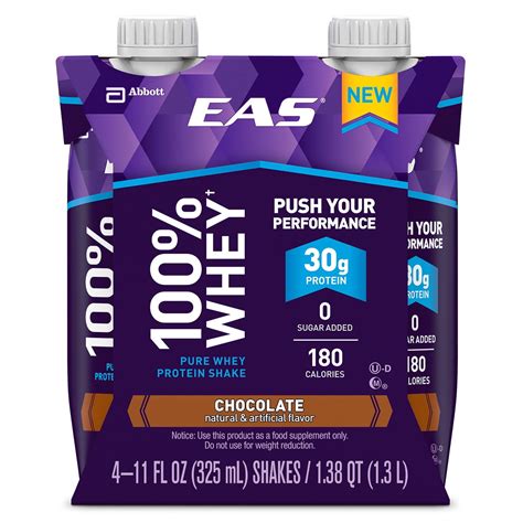 EAS 100% Whey Protein Shake, Chocolate, 30g Protein, 4 Ct - Walmart.com