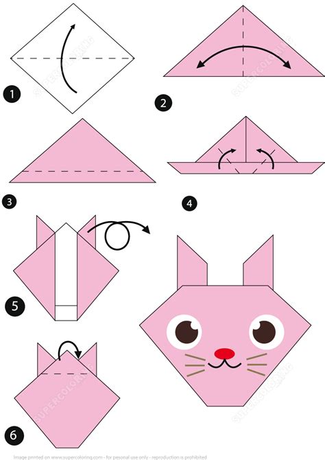 How to Make an Origami Rabbit Face Step by Step Instructions | Free Printable Papercraft Templates