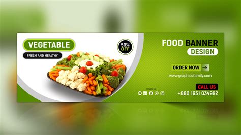 Fresh and healthy vegetables banner design template – GraphicsFamily