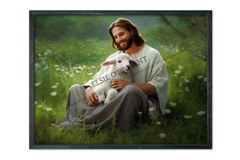 Jesus Christ Holding a Lamb. - Etsy