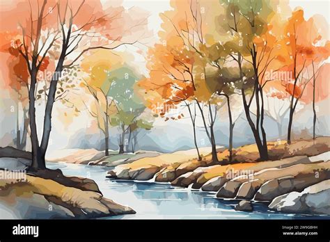 Watercolor painting of riverbank Stock Vector Image & Art - Alamy