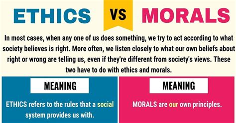 Ethics vs morals difference between morals vs ethics in english – Artofit