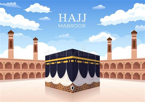 Hajj or Umrah Mabroor Cartoon Illustration with Makkah Kaaba Suitable ...