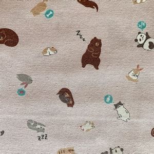 Cosmo Napping Animals Kawaii Cotton Fabric SP2300-2B Pale Pink - Etsy