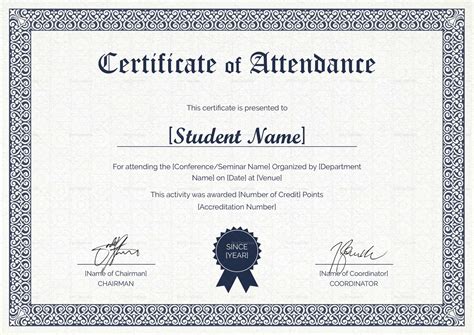 Attendance Certificate Template Free