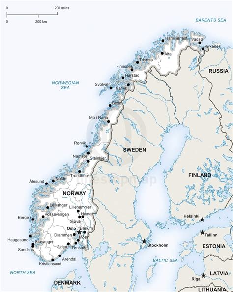 Vector Map of Norway Political | One Stop Map