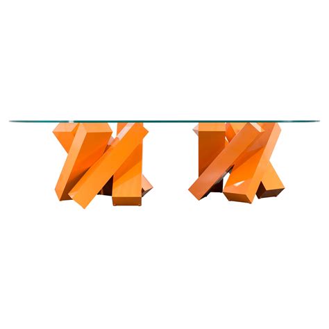 Modern Dining Table in Birch and Glass with Black Base Section For Sale ...
