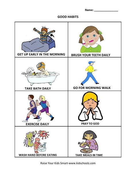 Good Habits Worksheet For Kindergarten