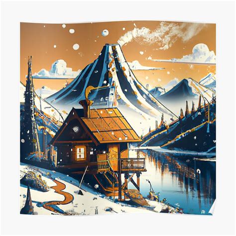 "Aesthetic - Vintage - Mountains - Landscape With Cozy Wooden Cabin" Poster for Sale by Torenso1 ...