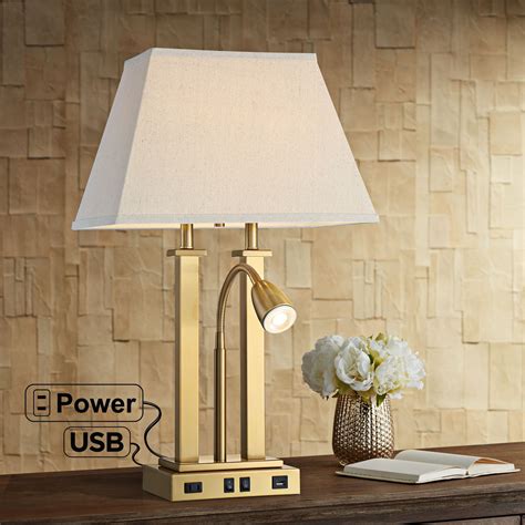 Possini Euro Design Modern Desk Table Lamp with USB and AC Power Outlet in Base LED 26" High ...