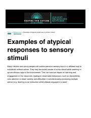 Understanding Atypical Responses to Sensory Stimuli in Autism: | Course ...