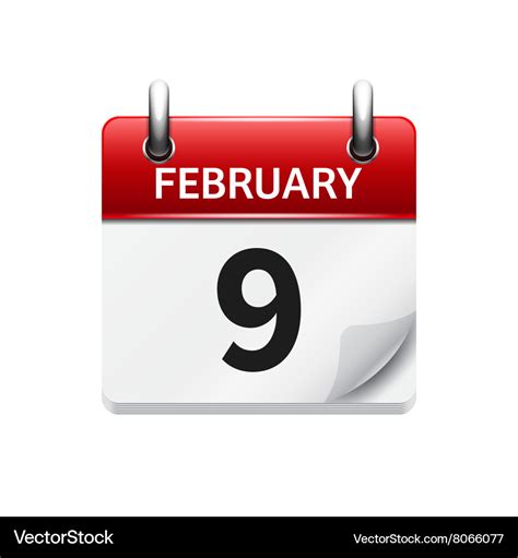 February 9 flat daily calendar icon date Vector Image