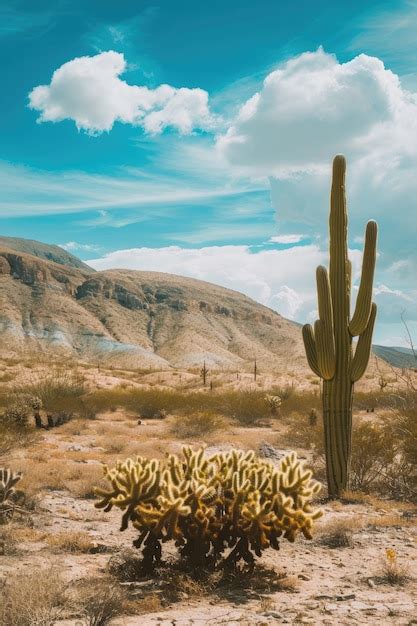 Free AI Image | Beautiful cacti plant with desert landscape