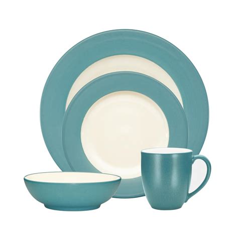 Noritake Colorwave 4-Piece Turquoise Rim Dinnerware Set-8093-04X - The ...