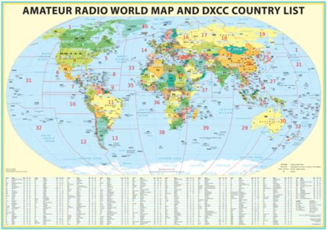 2023 Ham Radio Map with DXCC lookup table 24x36". Amateur Radio Prefixes | eBay