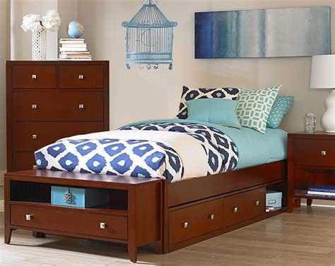 Pulse Cherry Twin Platform Bed With Storage from NE Kids | Coleman Furniture