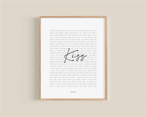 Prince Lyrics Kiss Lyrics Song Words Print Full Lyrics fan | Etsy