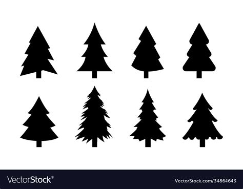 Set a pine tree or a christmas tree silhouette Vector Image