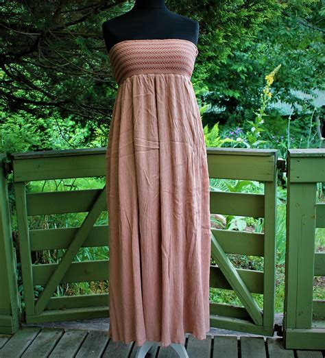 Dress Vintage Open Women Pink Salmon Floor Maxi Sleevless - Etsy