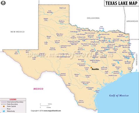 Texas Lakes Map, Lakes in texas