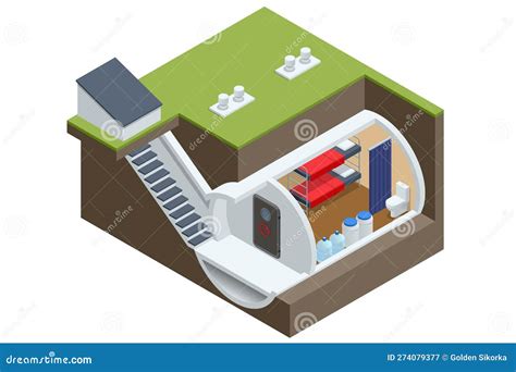 Bomb Shelter Icons Set Cartoon Vector. Bunker Bomb | CartoonDealer.com #278958992